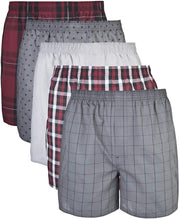 mens Woven Boxers, Multipack Boxer Shorts (pack of 10) - Mixed Red/Grey (5-pack)