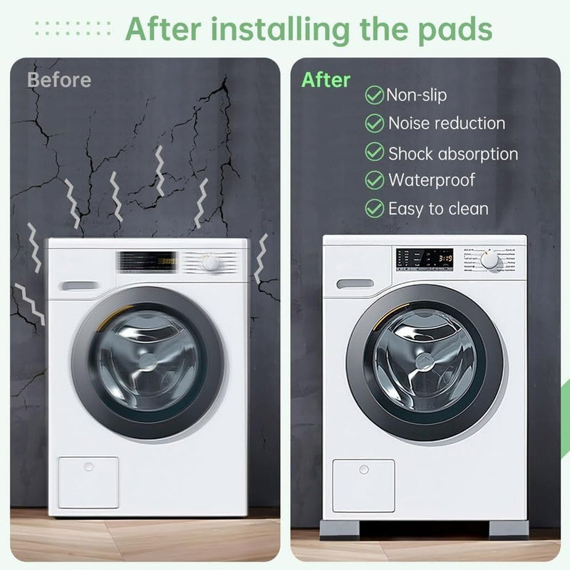 AMERTEER 4Pcs Anti Vibration Pads For Washer Dryer, Washing Machine Foot Pads Support Stand Mat Non Slip Shock And Noise Cancelling Mat For Washer And Dryer Machine Support Protects Pedestals Set of 4