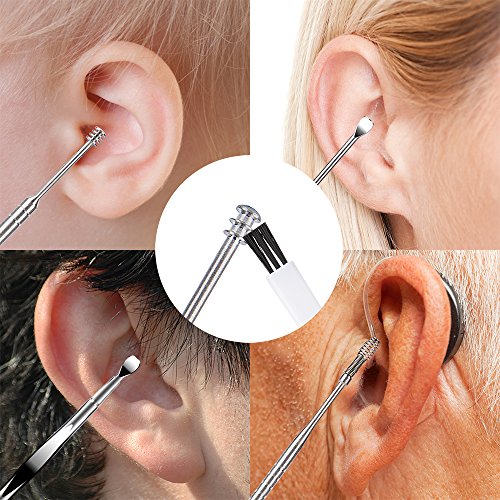 BetyBedy 7 Pcs Ear Pick Earwax Removal Kit, Ear Cleansing Tool Set, Ear Curette Ear Wax Remover Tool with Cleaning Brush and Storage Box, Sliver