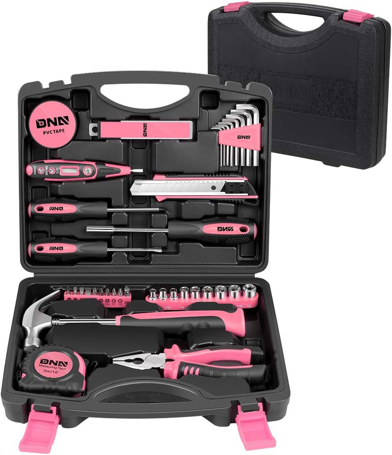 DNA MOTORING 39-Piece Household Tool Set General Repair Small Hand Tool Kit Storage Case for Home Garage Office College Dormitory Use, Green, TOOLS-00010 - Pink Electronic Repair Kit