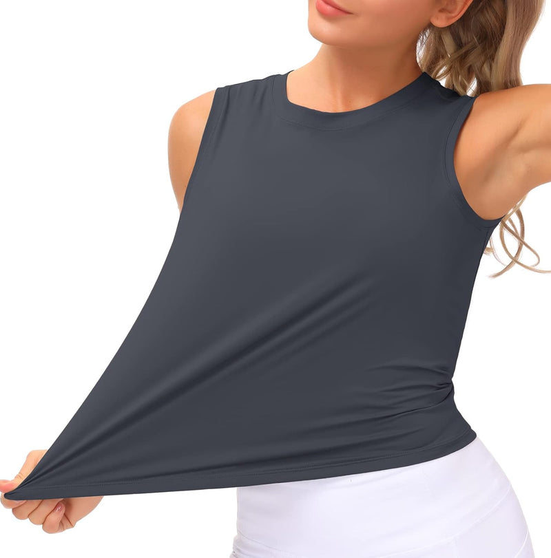 THE GYM PEOPLE Ice Silk Workout Tops for Women Quick Dry Muscle Gym Running Shirts Sleeveles