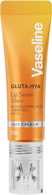 GlutaHya Serum Gloss Tinted Lip Care Juicy Peach Hyaluronic Acid & Glutathione for Plump Dewy Lips Instant Moisturisation, SPF 15, NonSticky 10 ml