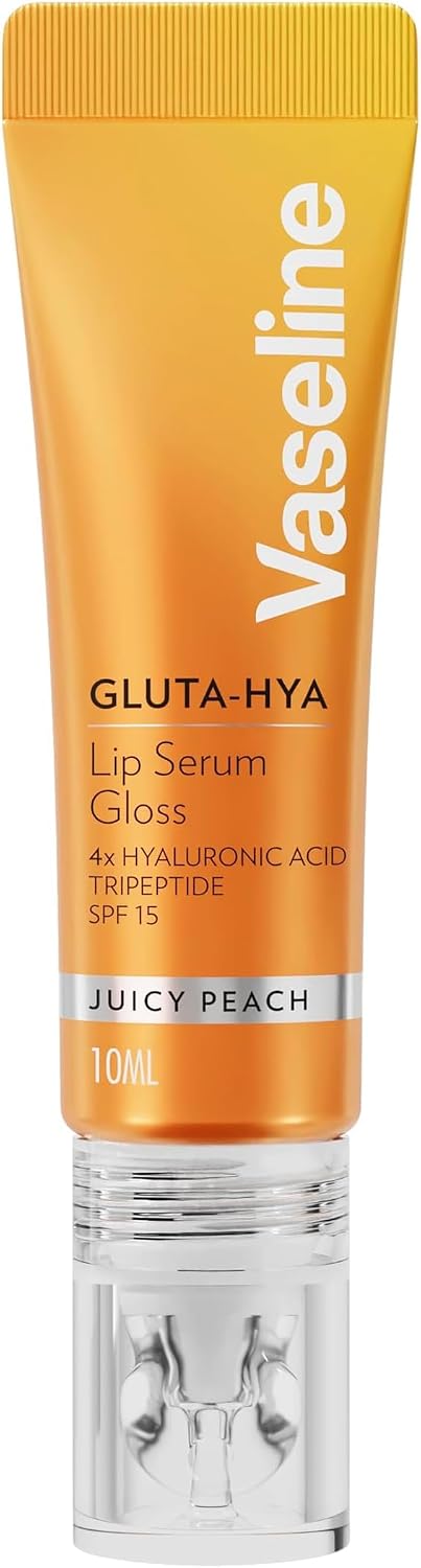 GlutaHya Serum Gloss Tinted Lip Care Juicy Peach Hyaluronic Acid & Glutathione for Plump Dewy Lips Instant Moisturisation, SPF 15, NonSticky 10 ml