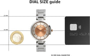 Neo Rosegold Dial, Silver Metal Strap Analog Round Watch for Women's