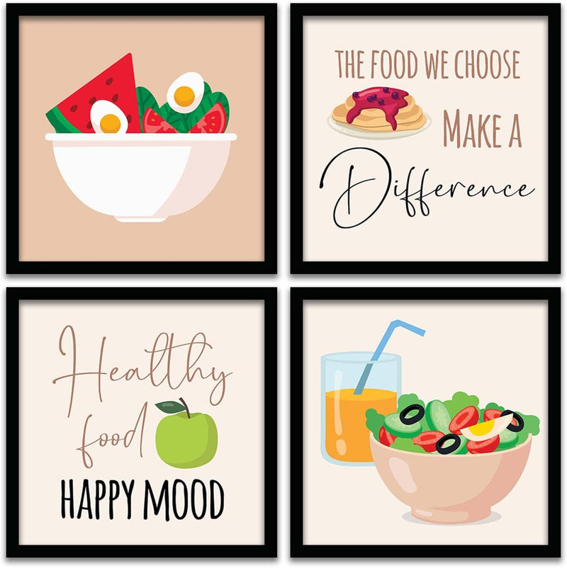 kotart Engineered Wood Photo Frames For Kitchen And Restaurant Wall Decoration - Food Quotes Decor Poster With Frame (11 Inch X 11 Inch, Multi) Design-2, Square)