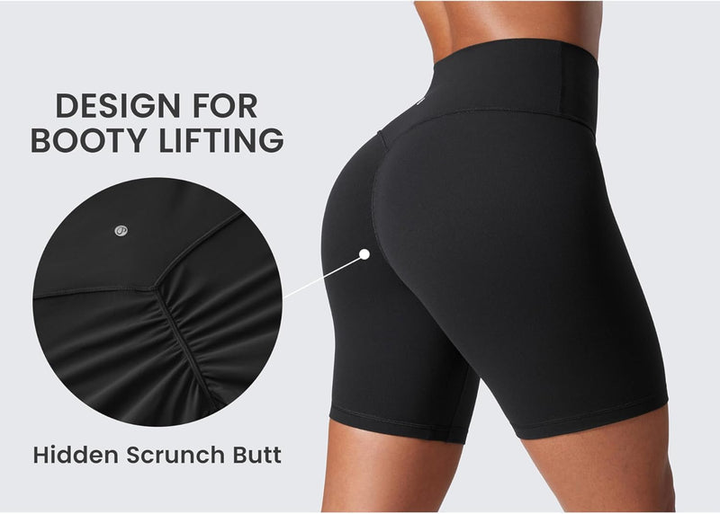 CRZ YOGA Womens Butterlift High Waist Scrunch Butt Biker Shorts 4 Inches - No Front Seam Workout Yoga Gym Booty Shorts
