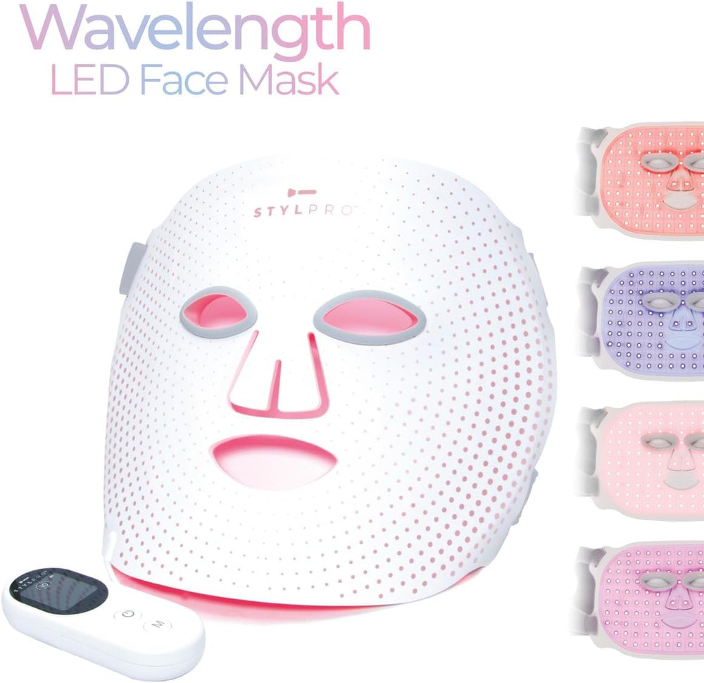 stylPro Wavelength LED Face Mask - Multi-Mode Skincare with Red, Blue, Near-Infrared Light for Wrinkles, Blemishes - Flexible, Rechargeable, User-Friendly, Designed in UK, Professional-Grade