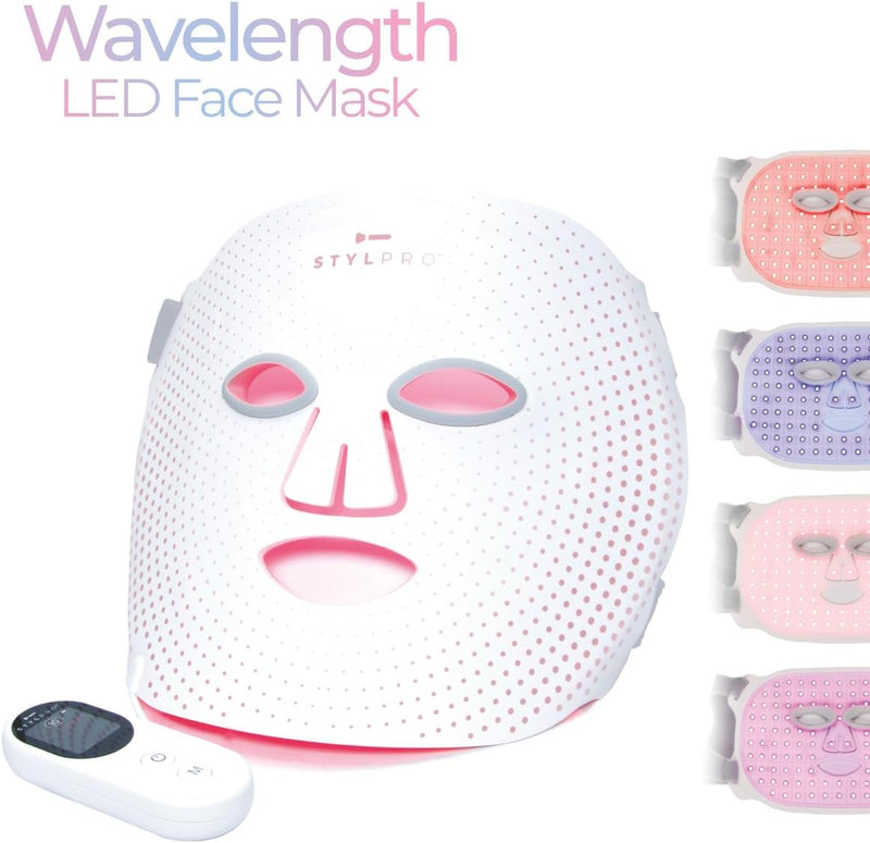 stylPro Wavelength LED Face Mask - Multi-Mode Skincare with Red, Blue, Near-Infrared Light for Wrinkles, Blemishes - Flexible, Rechargeable, User-Friendly, Designed in UK, Professional-Grade