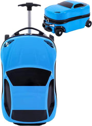 Kids Luggage with Wheels, 18'' Rolling Suitcase, Small Carry On Travel Cute Suitcase,Cartoon Car Design, Vacation Weekend Trips Travel Essentials, for Boys Girls Children Teenagers - Blue