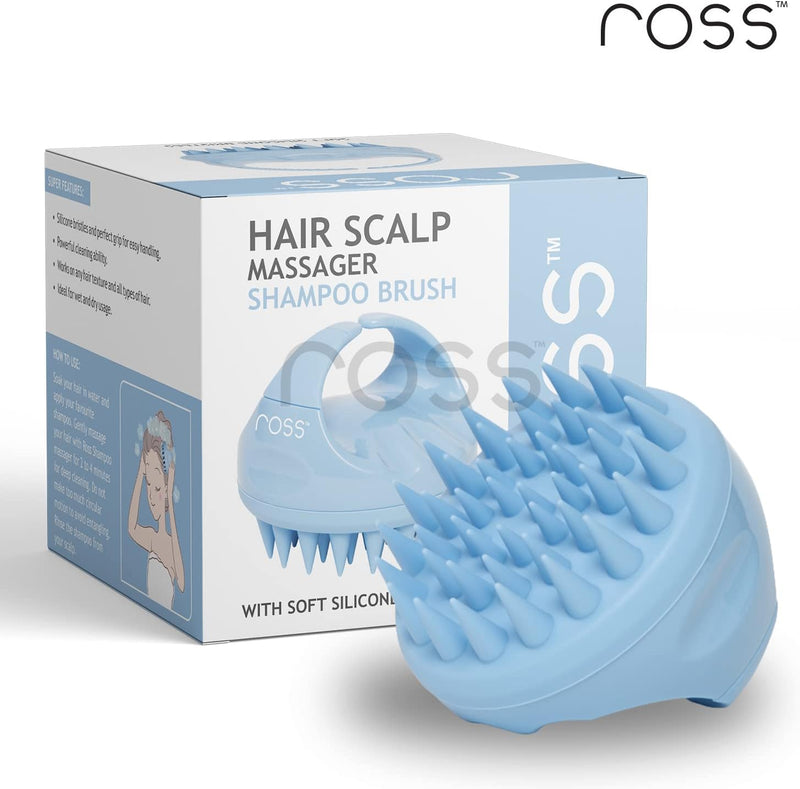 Ross Hair Scalp Massager Shampoo Brush with Soft Silicone Bristles (Black)