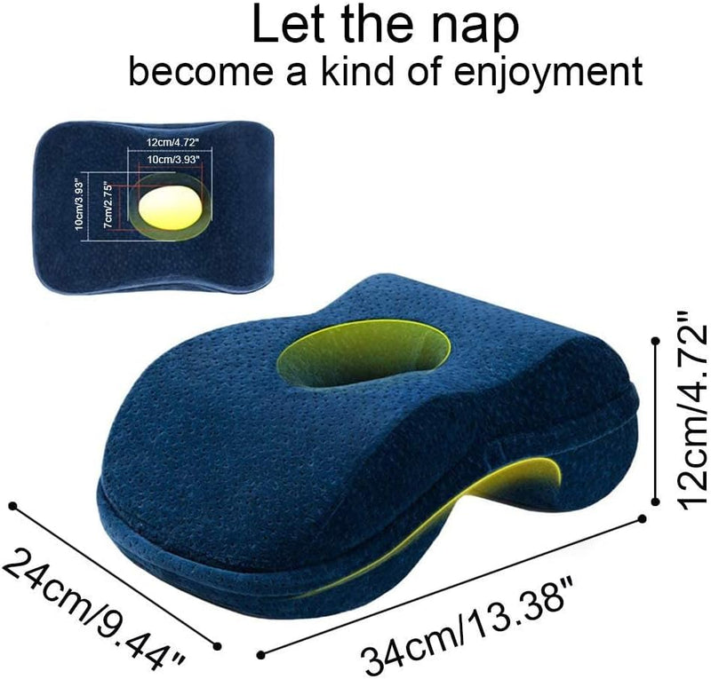 WOWSEA Soft Nap Donut Pillow, Ergonomic Memory Cotton Wedge Pillow for Sleeping, Slow Rebound Desk Nap Pillow (Slightly Hard) for Slender Ladies & Teenagers, Comfortable Washable Velvet Cover