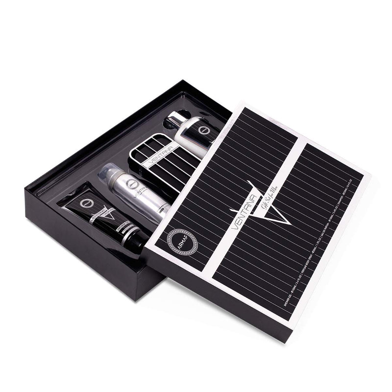 Armaf Ventana Men, 4 Pieces - Gift Set for men - Ventana Eau De Perfume - 100ml, Shower Gel - 100ml, Shampoo - 250ml, Perfume Body Spray - 50ml, For Him, perfume for men