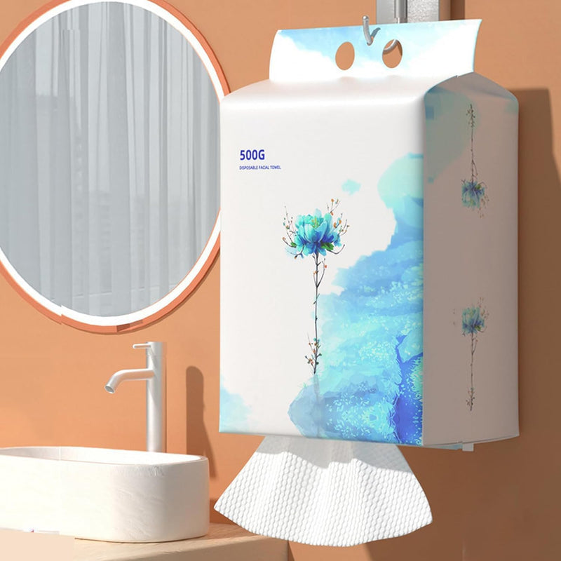 Disposable Face Towel, Wall Mounted Large Size Soft Dry Wipes, Simple Wet and Dry Facial Cleansing Tissue, Face Towelette Wipes Cloths for Sensitive Skin, Facial Cleaning, Makeup Removing (500G)