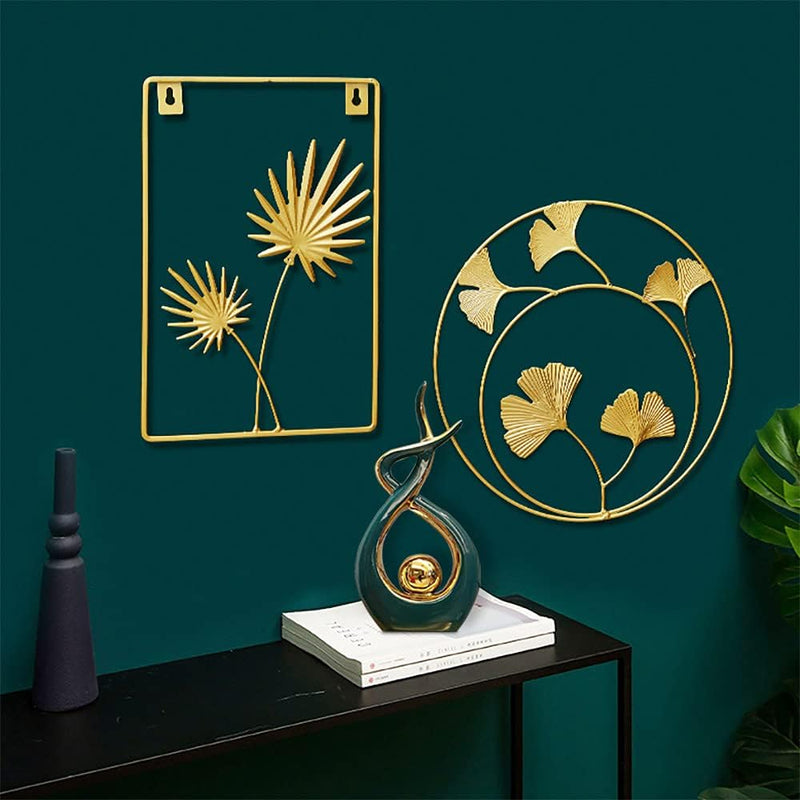 Norrclp Home Decor Modern Abstract Art Ceramic Statue Table Decorations for Dining Room Living Room Office Centerpiece, Green and Gold