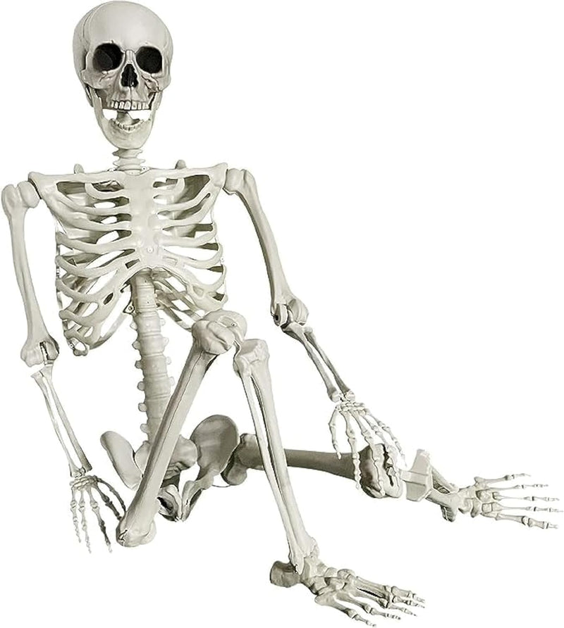 GGEROU Posable Full Body Halloween Skeleton with Movable Joint,Halloween Life Size Skeleton Weatherproof Human Bones Body Prop for Graveyard Decor,House Haunted (Hight2.95ft /90cmKids) - Hightï¼6 ft /185cm
