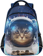 Backpack for Boys Kids Elementary School Bookbag Girls Laptop Bag Travel Rucksack - Cat Astronaut