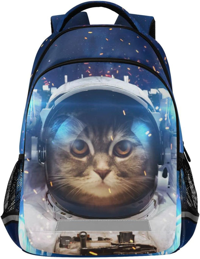 Backpack for Boys Kids Elementary School Bookbag Girls Laptop Bag Travel Rucksack - Cat Astronaut