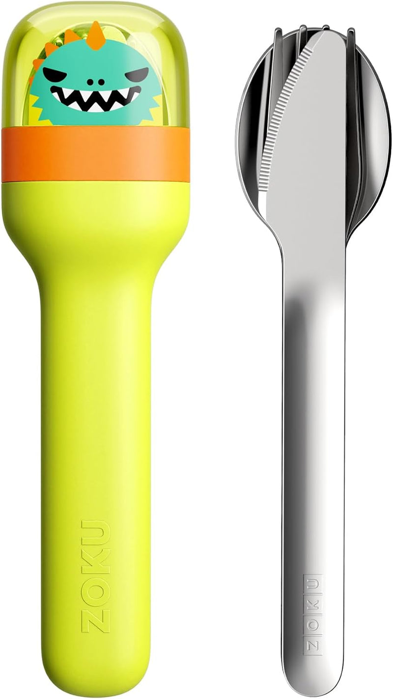 Kids Pocket Utensil Set, Kids Silverware Set Fork, Knife, and Spoon, Dino - Dino