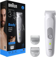 Braun Body Groomer Series 3, BG 3530 with 3+ Accessories, Extra Skin Protection, 80 Min Battery Life, Gentle Shaving & Trimming, Waterproof, Designed in Germany - Grey - BG 3530