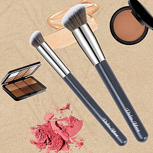 Vela.Yue Foundation Concealer Brush 2pcs Makeup Brushes Set for Contouring Blending Buffing Liquid Cream Mineral Makeup