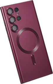 Magnetic for Samsung Galaxy S23 Ultra Case,Soft Silicone Samsung S23 Ultra Phone Case with Camera Protection,Anti-Fingerprint Samsung Galaxy S23 Ultra Case Compatible with MagSafe, Red - S23 Ultra Burgundy