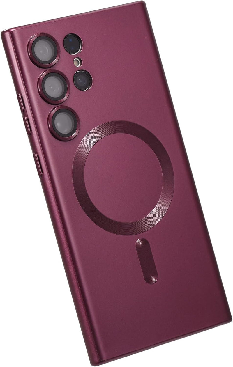 Magnetic for Samsung Galaxy S23 Ultra Case,Soft Silicone Samsung S23 Ultra Phone Case with Camera Protection,Anti-Fingerprint Samsung Galaxy S23 Ultra Case Compatible with MagSafe, Red - S23 Ultra Burgundy