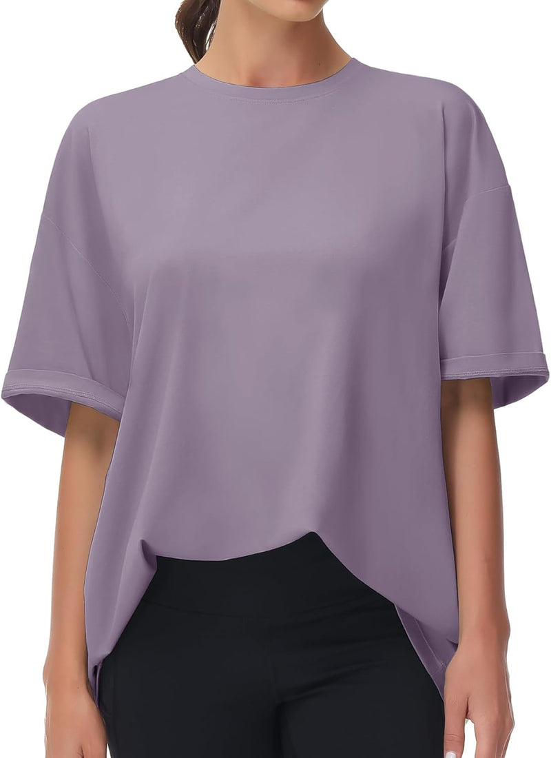 THE GYM PEOPLE Women's Casual Oversized T-Shirts Summer Crewneck Short Sleeve Workout Basic Tee Tops