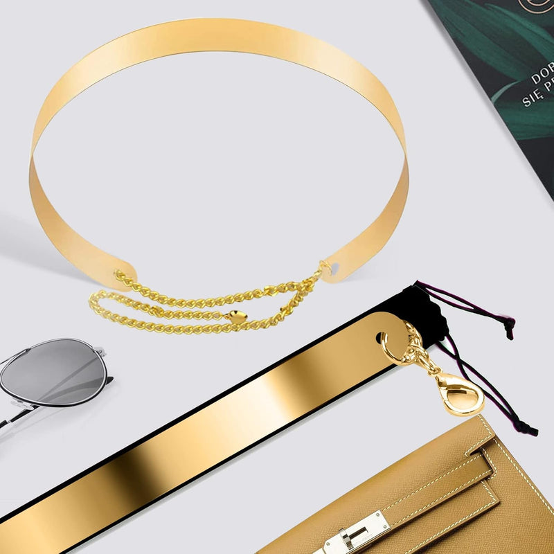 Dress Mirror Metal Girdle, Gold Adjustable Waist Chain Belt Dress Accessories for Girls Women Party Wedding Festival
