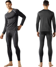 MAXHEAT Mens Thermal Underwear Long Johns Set with Fleece Lined - B Sporty Set_grey