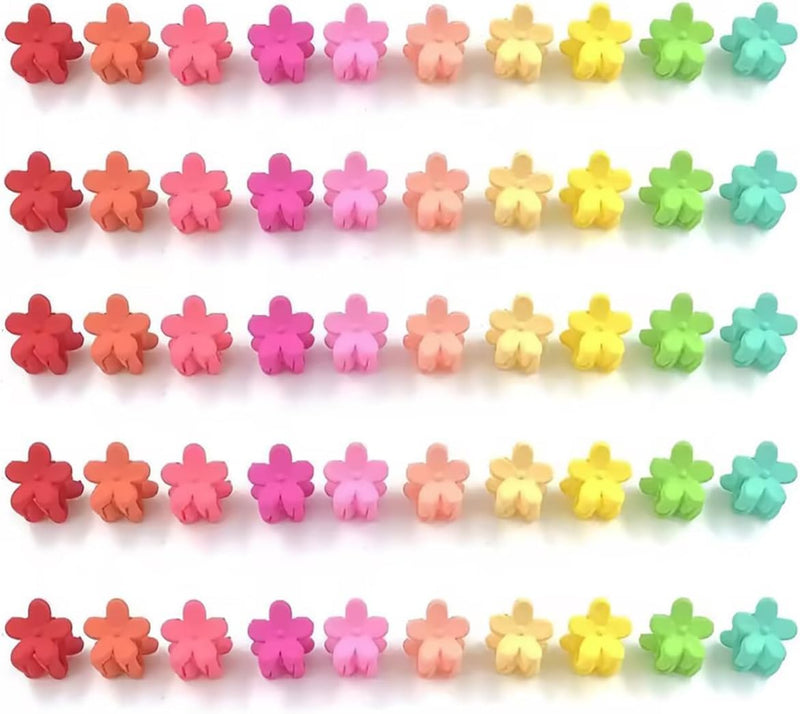 ALMEKAQUZ 40 Pcs Mini Flower Hair Claw Clips | Non-Slip Tiny Plastic Jaw Clips for Baby Girls, Toddlers & Women | Colorful Resin Hair Accessories (Floral Design)