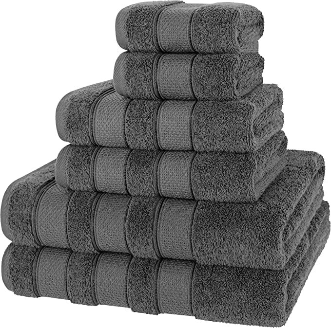 6 Piece Towel Set Luxury Hotel Quality 600 GSM 100% Turkish Genuine Cotton, 2 Bath Towels, 2 Hand Towels, 2 Washcloths, Super Soft & Absorbent - (Bright White, 6 Piece Towels)