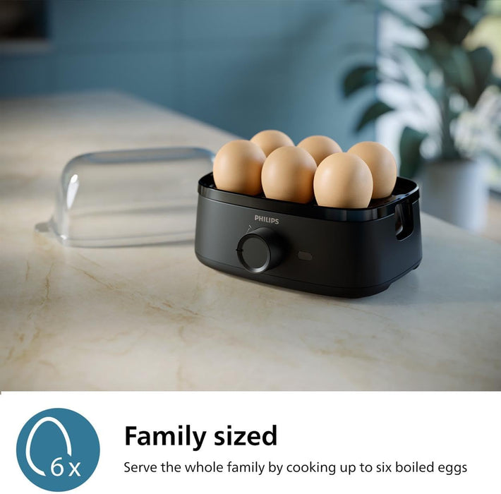 Philips Egg Cooker 3000 Series - 400W, 6 Eggs Capacity, Cooking Levels, Poached Accessory, Ready Signal, Black - HD9137/91