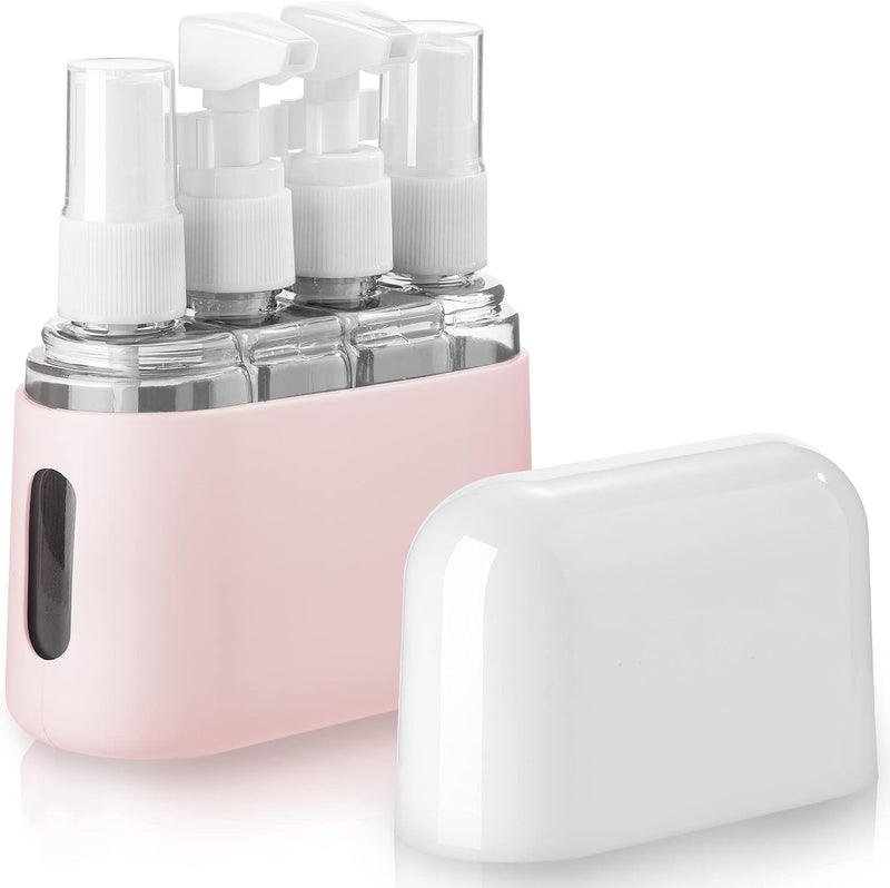 4 Pack Travel Bottles Set for Toiletries: TSA Approved Travel Containers, 50ml/2oz Leak Proof Travel Size Accessories with Label and Storage Box, Perfect for Business or Personal Travel Use, Pink