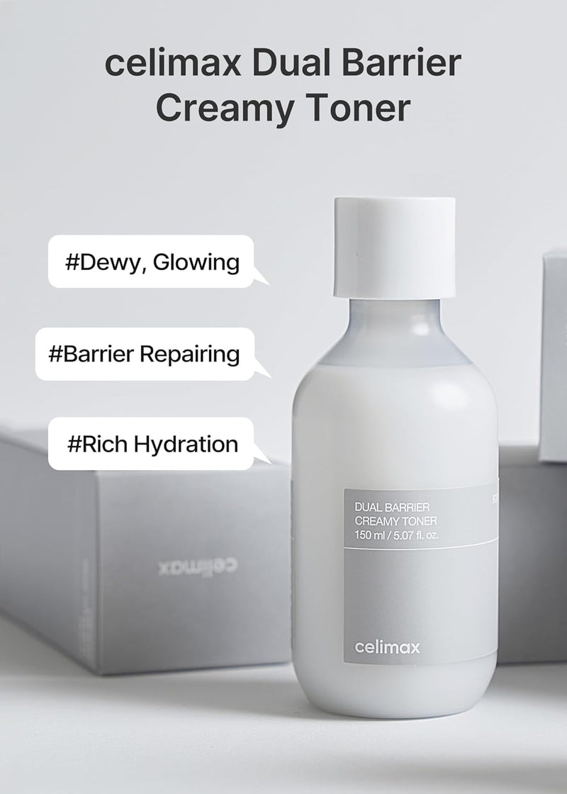 Dual Barrier Creamy Toner with Ceramides, Oil & Alcohol Free, Facial Astringent, Hydrating, Calming, Soothing, Non Irritating, Dry Sensitive Oily Combination Skin,150ml