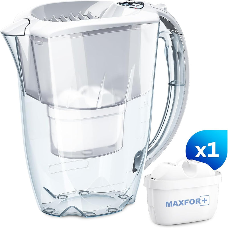 AQUAPHOR Amethyst Water Filter Jug with 1 X MAXFOR+ Filter 200L - Capacity 2.8L - White - 1x Maxfor+ Cartridge White
