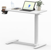 Mobile Standing Desk with Wheels Pneumatic Laptop Desk Rolling Computer Cart Movable Height Adjustable Small Sit Stand Desk Computer Workstations Home Use27.6" W x 15.7" D,White - 28x16 White