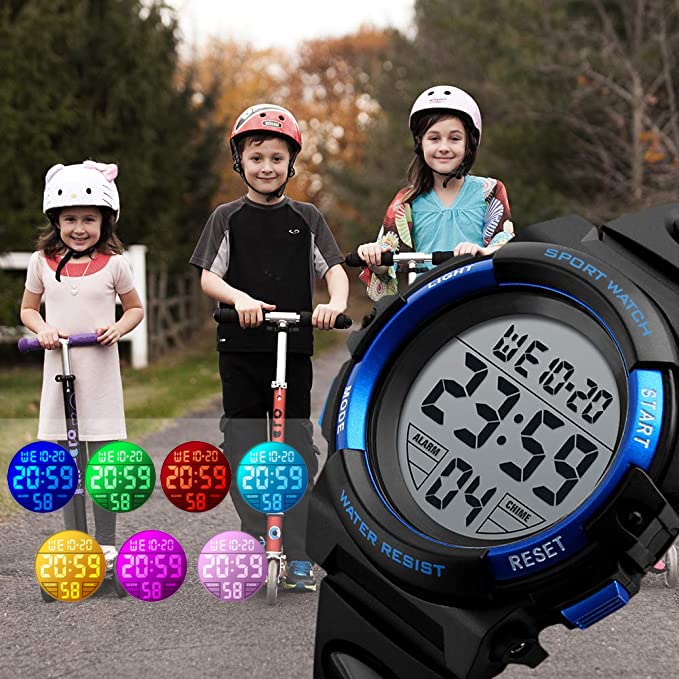 KIDPER Kids Digital Watch, Boys Sports Waterproof Led Watches With Alarm Wrist Watches For Boy Girls Children