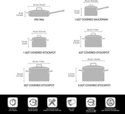 Wilson by Cuisine Art Stainless Steel 12-Piece Cookware Set - Casserole, Saucepan, Fry PanCooking set Heavy Duty With Stainless Steel Handle Gas, Stovetops Compatible For Family Meals
