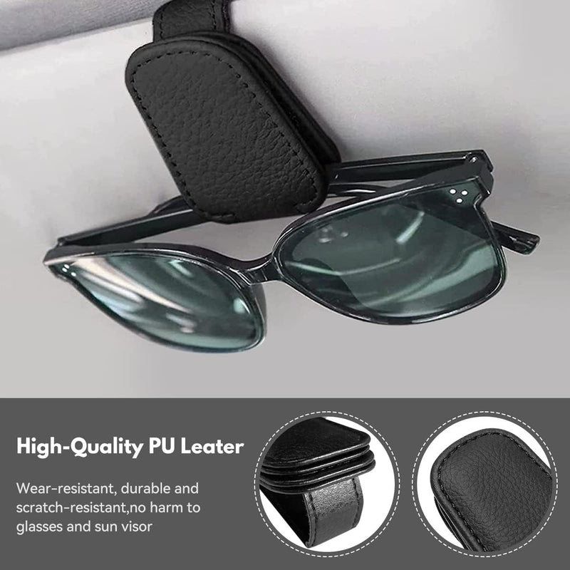 T Tersely Sunglasses Holder for Car Visor Universal Magnetic Adsorbed Leather Eyeglasses Holder Glasses Hanging Storage Clip Car Visor Accessories Ticket Card Clip for Car Accessories Parts (Brown)