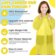 2 Pcs Children's raincoats Reusable Kids Rain Jacket Hooded Rain Poncho Kids Raincoat Rain Suit for Boys Girls - Yellow