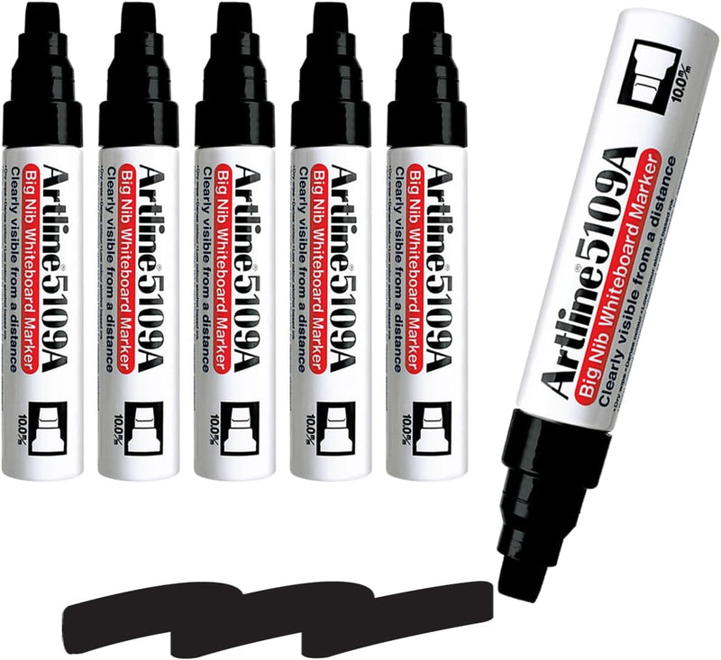 Artline 5109A Big Nib Whiteboard Marker - Black (Pack of 6)