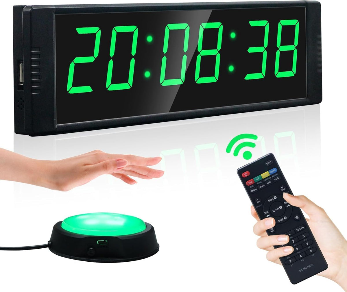 Yz Gym Clock For Home With Start/Stop Button, Interval Timer Workout, Stopwatch/Countdown Remote, 12/24H Digital Wall Clock, Portable Accessories – image 1