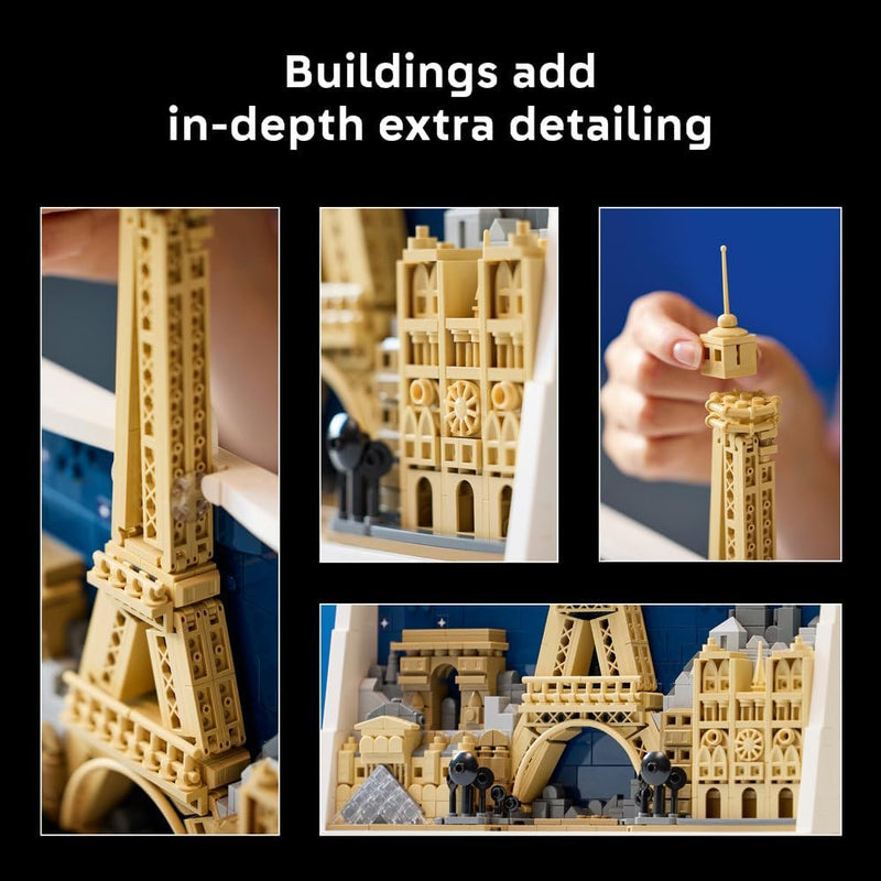 Architecture Paris City of Love - DIY Miniature Model Kit for Adults - Home Decor 3D Wall Art w/Iconic Parisian Landmarks Incl. Eiffel Tower - Gift Idea - 21064