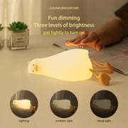 Lying Flat Duck Night Light, LED Squishy Lamp, Cute Light Up, Silicone Dimmable Nursery Nightlight, Rechargeable Bedside Touch Lamp for Breastfeeding