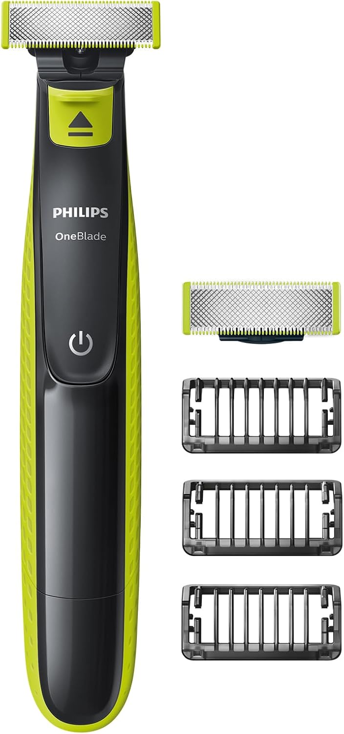 Philips OneBlade 360 Face, Authentic Hybrid Electric Beard Trimmer & Shaver with 360 Blade Innovation. Incl. 1x 360 Blade, 1 x Extra 360 Blade (8 Month Supply), 5-in-1 Adjustable Comb, Model QP2734/30