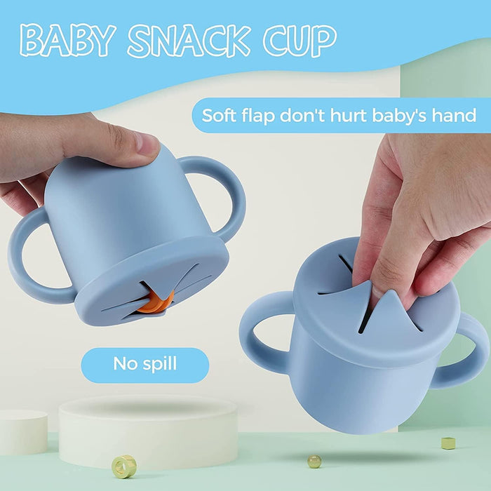 Excefore Toddler Sippy Cup with Lid, Kids Snack Container 2-in-1, Silicone Snack Catcher with Removable Scale, Kids Water Bottle with Straw 8.5 oz (Olive Green)