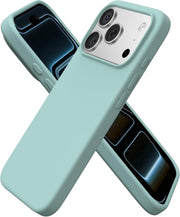 ORNARTO Compatible with iPhone 17 Pro Case 6.3", Slim Liquid Silicone 3 Layers Full Covered Soft Gel Rubber 17 Pro Phone Cases Cover 6.3 inch-Chalk Pink - Whisper Green