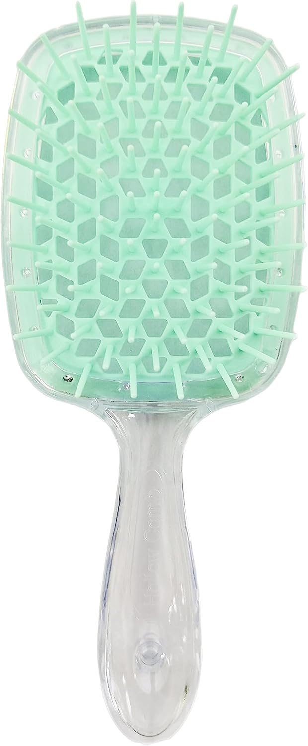 BananaHome Detangling Hair Brush Anti static Hairbrush, Hollow-out Massage Curl Comb for Natural Curly Wet Dry Thick Straight Long Hair (Transparent rose red) - Transparent green