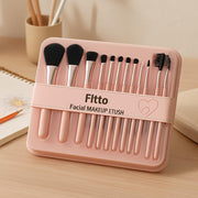 FITTO 12 Pcs Makeup Brushes Set - Naked 3 Professional Makeup Brush Kit with Soft Bristles for Face & Eye Makeup, Includes Foundation, Blush, Eyeliner, Eyeshadow Brushes & Storage Case