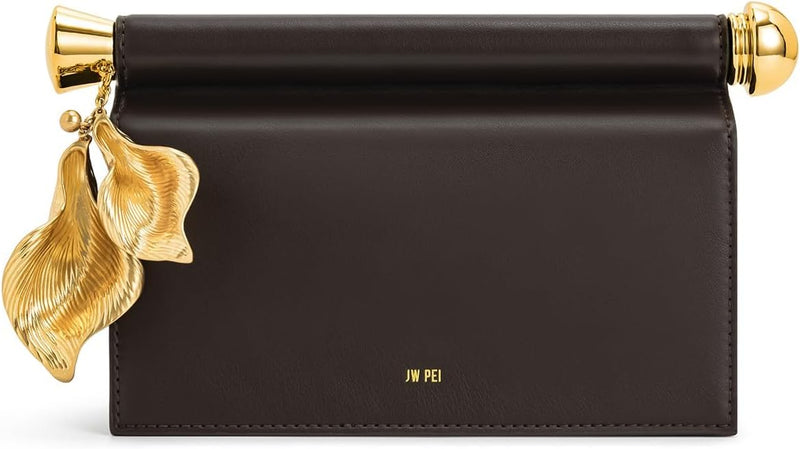 Women's Holly Metal Pendant Embellished Clutch - Dark Brown